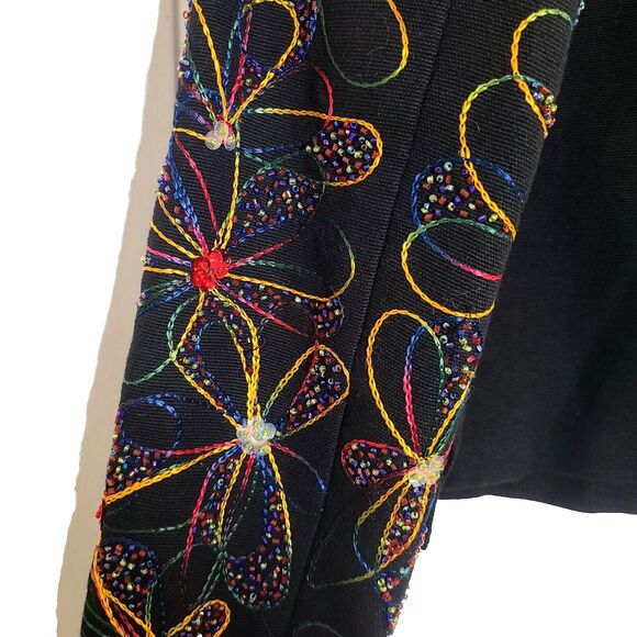 Vintage Jacket Blazer Wearable Art Artsy Beaded Embroidered Boho Womens S Lined - Picture 11 of 16